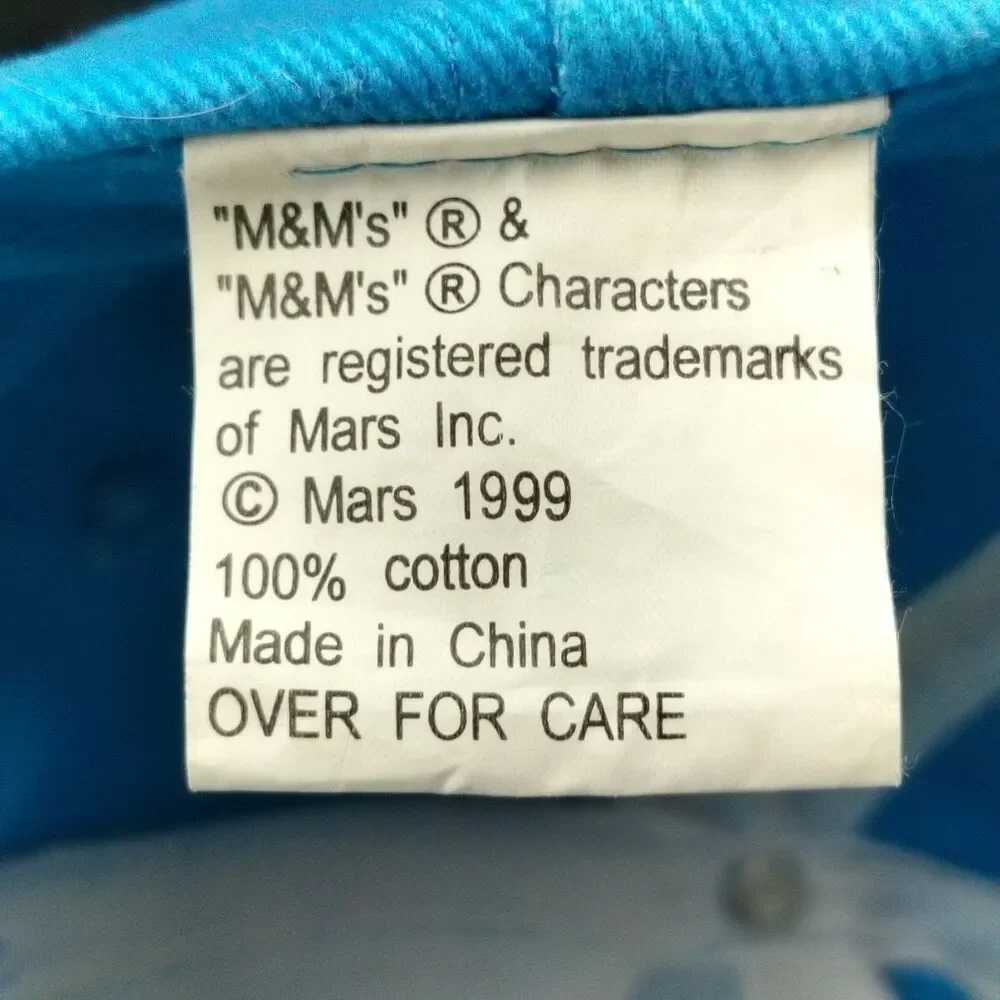 M&M's Crispy Orange Character Hat 1999 Mens Adjustable Blue Baseball Cap